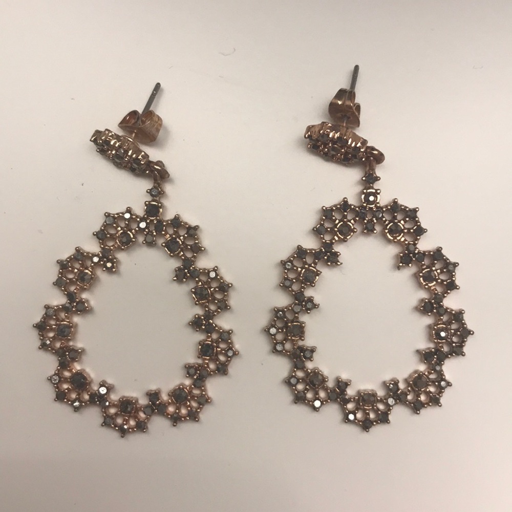 Dangling Earrings | Rose Gold Faux Onyx